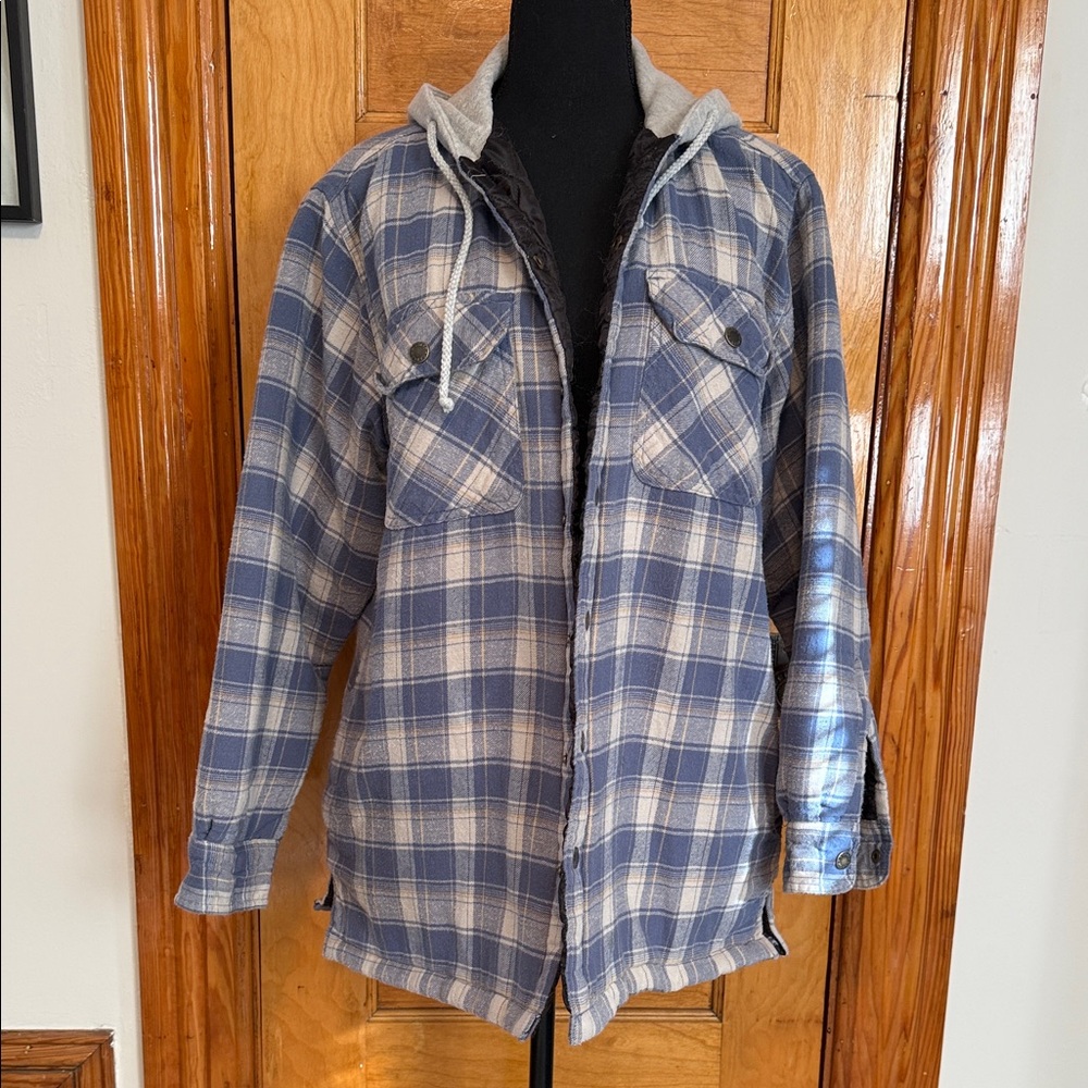 Blue Plaid Hooded Jacket